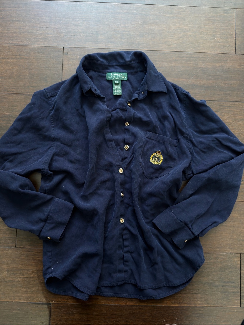 Lauren Ralph Lauren Navy Crest-Embroidered Button-Up Shirt